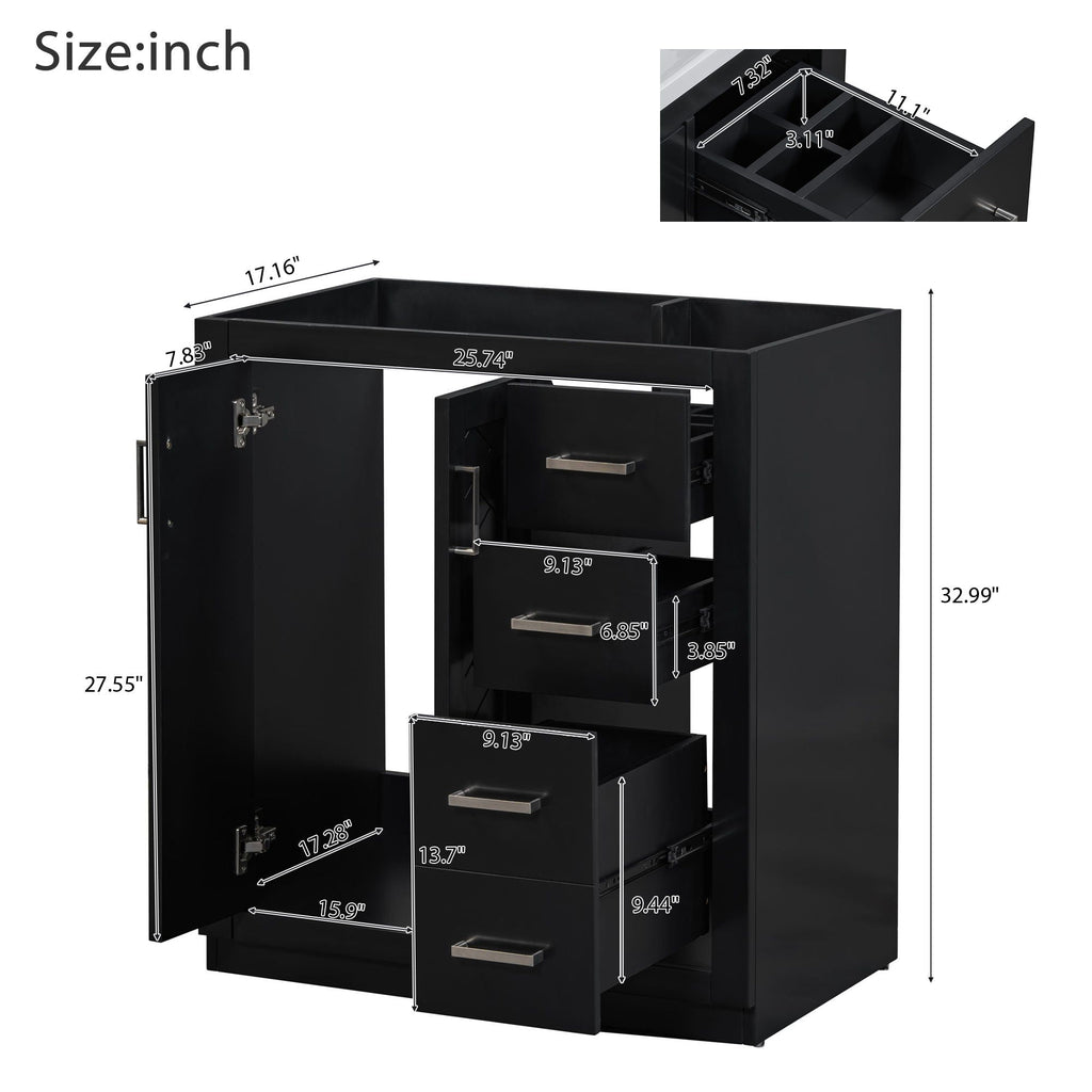 Bathroom Vanity with Ceramic Sink and Storage Cabinet - Dark Green, White, Black, or Blue