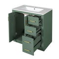 Bathroom Vanity with Ceramic Sink and Storage Cabinet - Dark Green, White, Black, or Blue