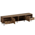 Natural Finish TV Stand with 2 Drawers for TVs Up to 85"