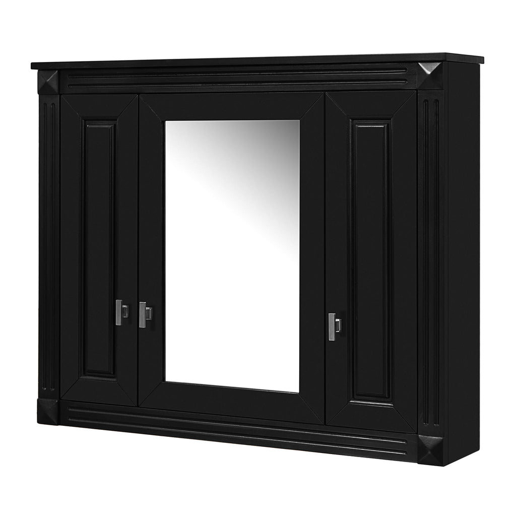 Wall Mounted Bathroom Cabinet with 5 Adjustable Shelves and Mirror - Black or White