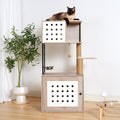 Cat Tree with Litter Box Enclosure and Large Hammock - Gray & White