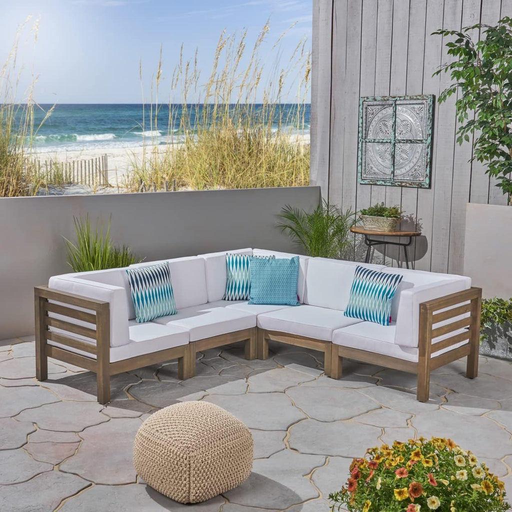 Oana 5-Piece V Shape Sofa Set - White