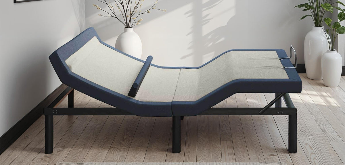 Twin XL Adjustable Bed Base with Head/Foot Tilt and Lumbar Adjustment - Blue Gray
