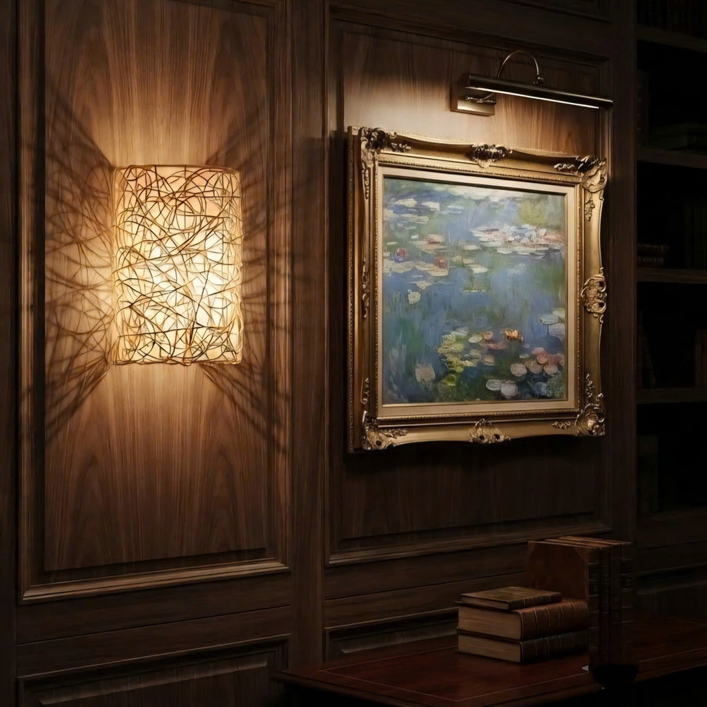 Handcrafted Natural Rattan Nest Wall Sconce | Artistic Tangled Woven Wall Light