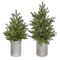 Artifical Spuce Tree in Galvanized Metal Pot
