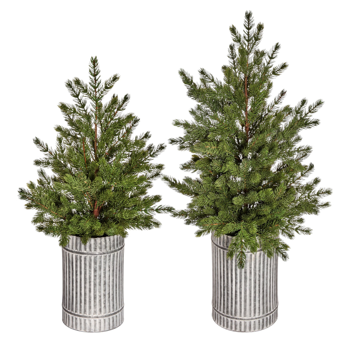 Artifical Spuce Tree in Galvanized Metal Pot