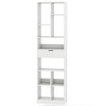 7-tier Bookshelf with Drawer 180cm Floor Standing Display Rack Storage Shelf-White