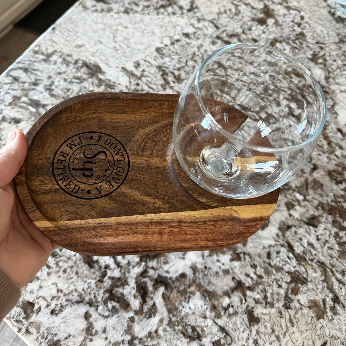 Funny Retirement Gift – “I Don’t Give a Sip” Wine Caddy & Snack Tray