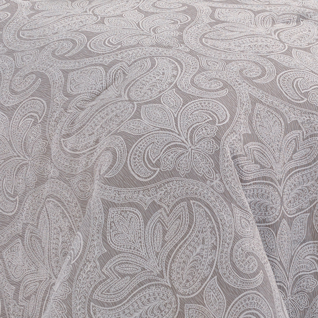 Grey Damask Jacquard 9 Piece Comforter Set with Soft Fill - Grey