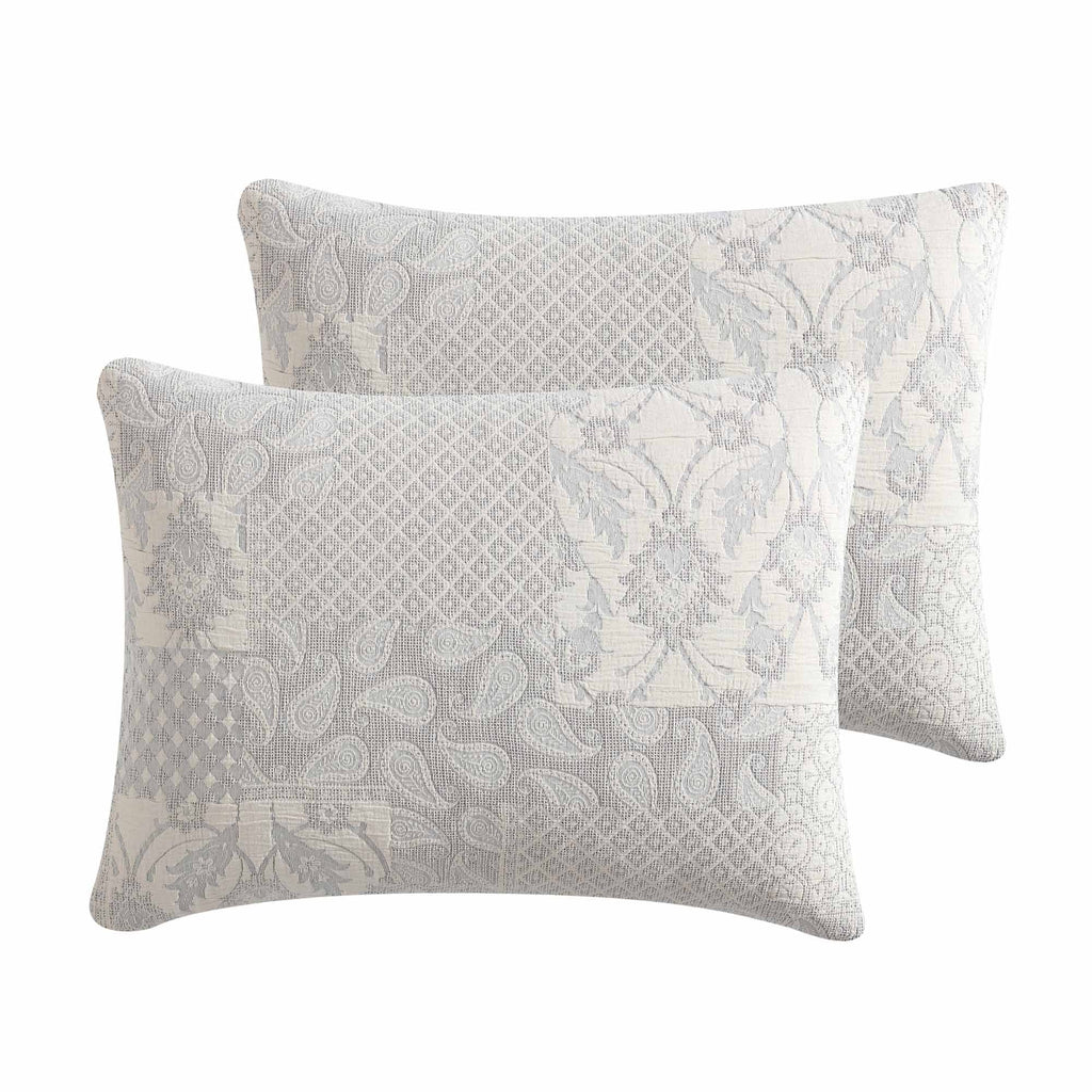 Paisley 3 Piece Ivory Cotton Matelassé Comforter Set with Breathable Weave