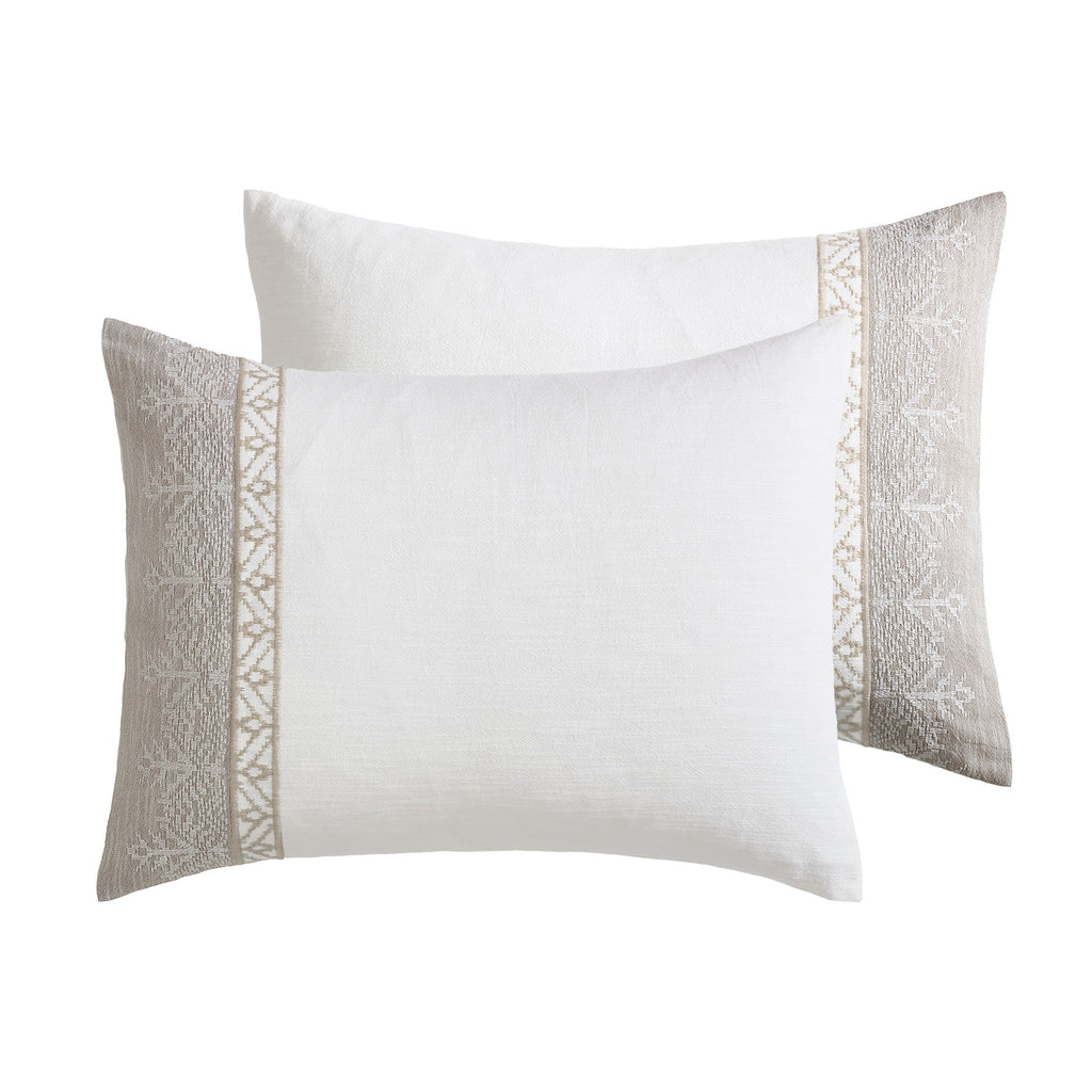 Preston 5-Piece Textured Jacquard Comforter Set with Decorative Pillows - Tan & White