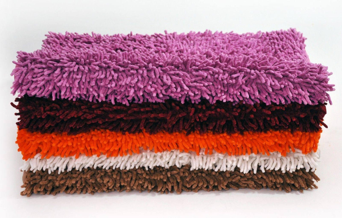DaDa Bedding Coffee Brown Shaggy Soft Chenille Noodle Carpet Rug Bath Mat