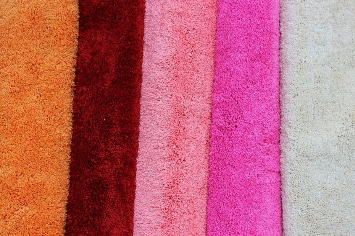 Tache Solid Salmon Coral Pink Thin Rug