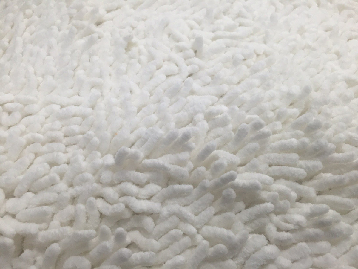 Tache Solid White Ivory 100% Cotton Chenille Runner, Doormats, All Area Rug