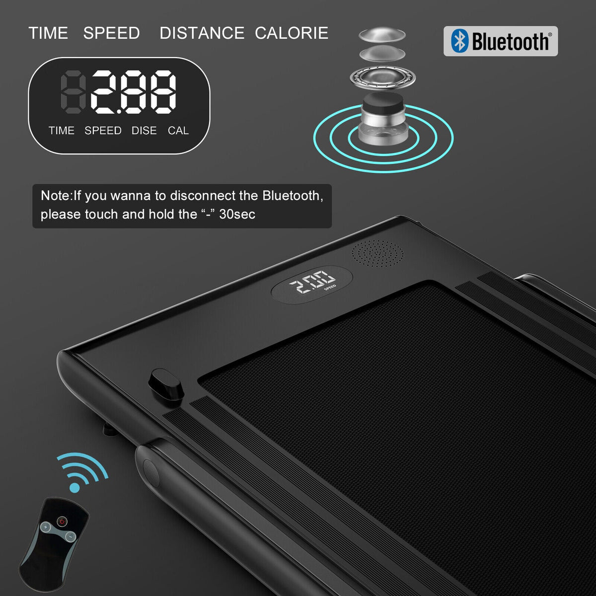2.25HP 2 in 1 Folding Treadmill with APP Speaker Remote Control