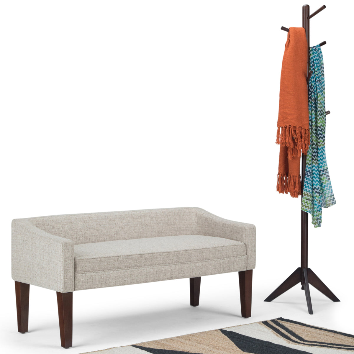 Platinum Upholstered Bench with Solid Wood Frame - Parris