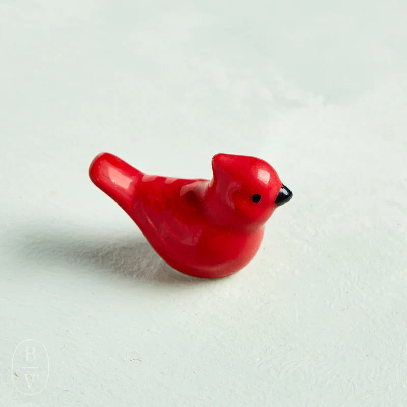 Hand-Painted Red Ceramic Pocket Cardinal