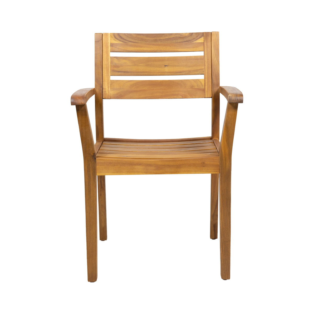 Stamford Dining Chairs Set of 2, Acacia Wood Patio Armchair - Teak Finish