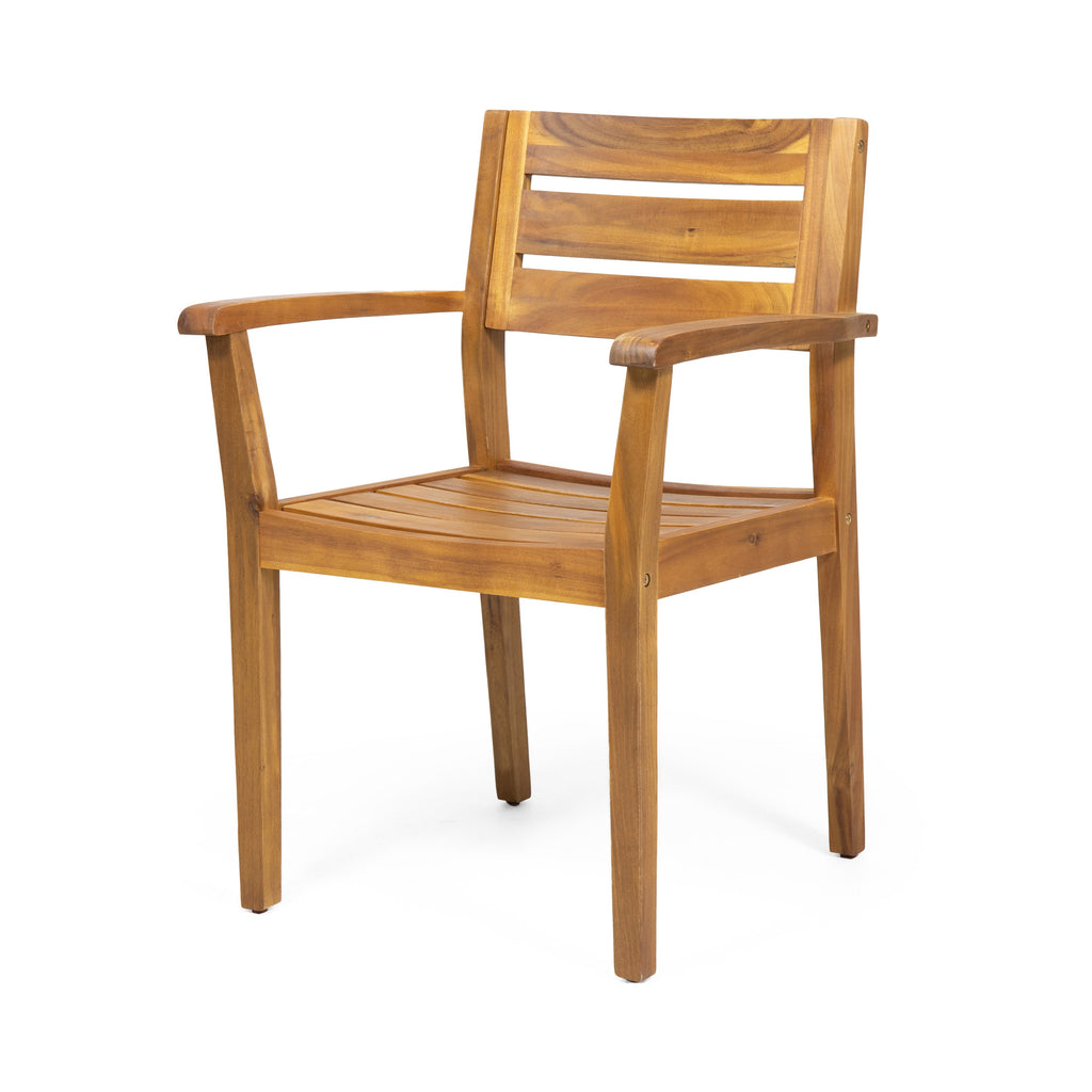 Stamford Dining Chairs Set of 2, Acacia Wood Patio Armchair - Teak Finish
