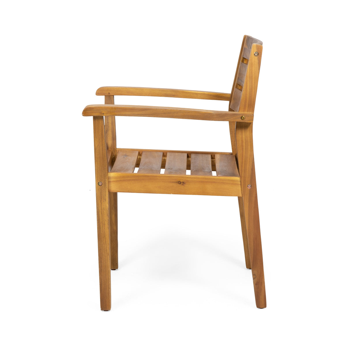 Stamford Dining Chairs Set of 2, Acacia Wood Patio Armchair - Teak Finish