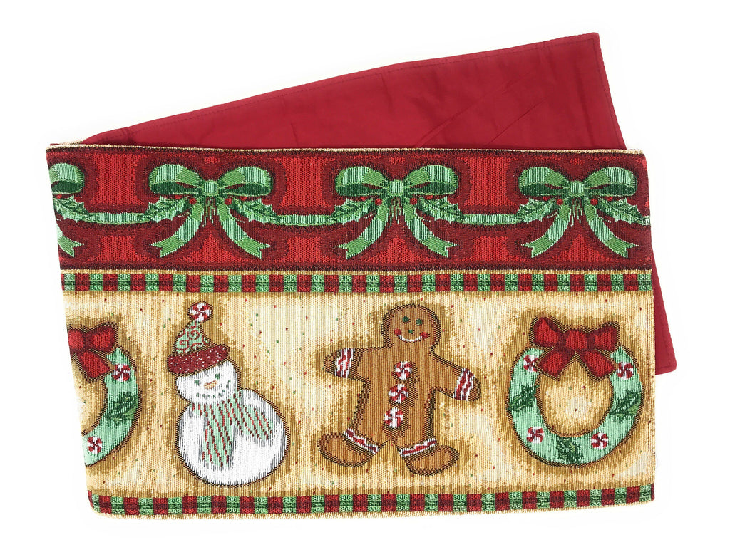 DaDa Bedding Gingerbread Snowman Holiday Woven Tapestry Dining Table Runner (12917)