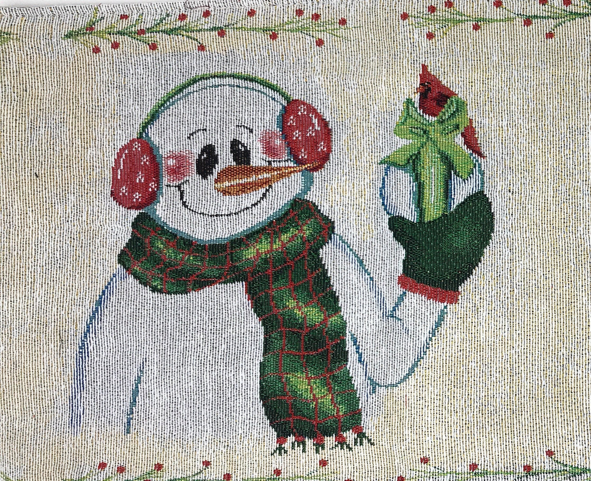 DaDa Bedding Magical Snowman Holiday Woven Tapestry Dining Table Runner (9733)