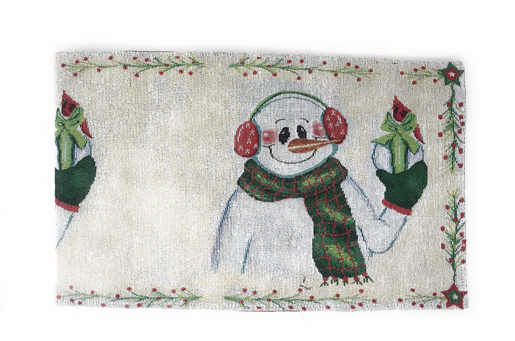 DaDa Bedding Magical Snowman Holiday Woven Tapestry Dining Table Runner (9733)