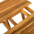 Teak-Finished Patio Conversation Set with Foldable Acacia Table and Cushioned Armchairs
