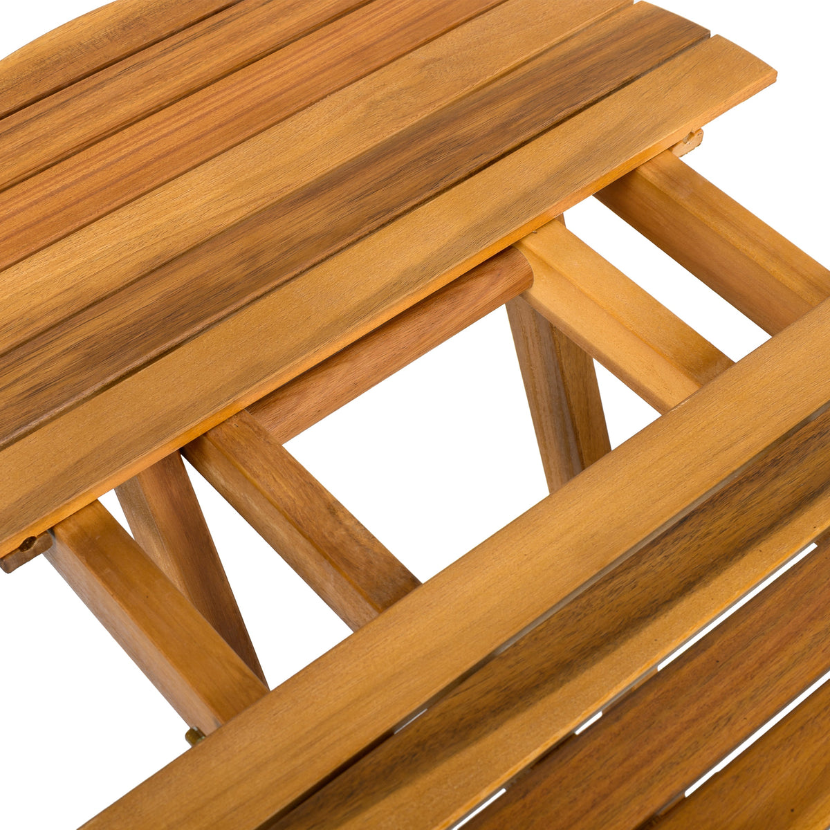 Teak-Finished Patio Conversation Set with Foldable Acacia Table and Cushioned Armchairs