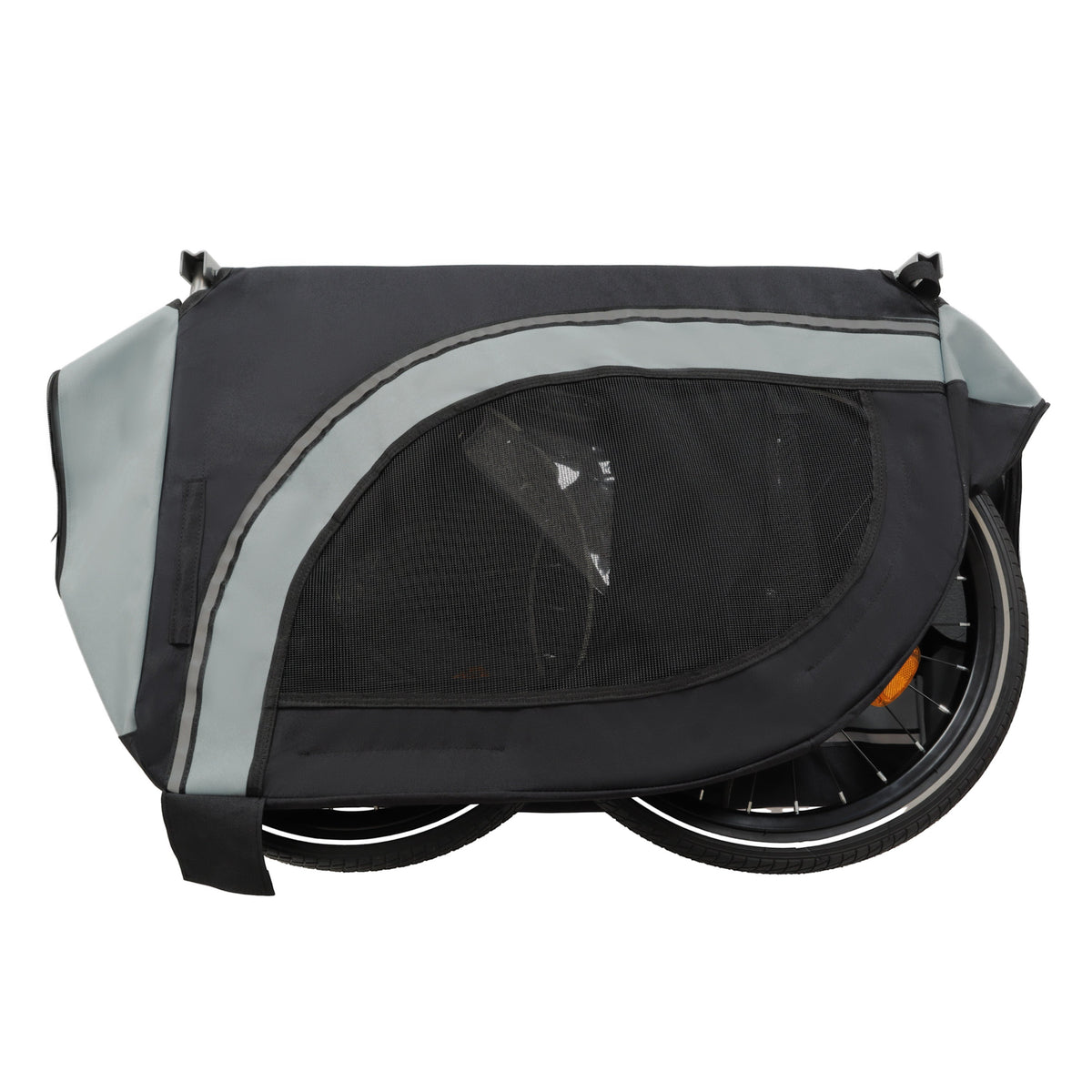 Large Folding Bike Trailer for Dogs with Mesh Ventilation - Gray