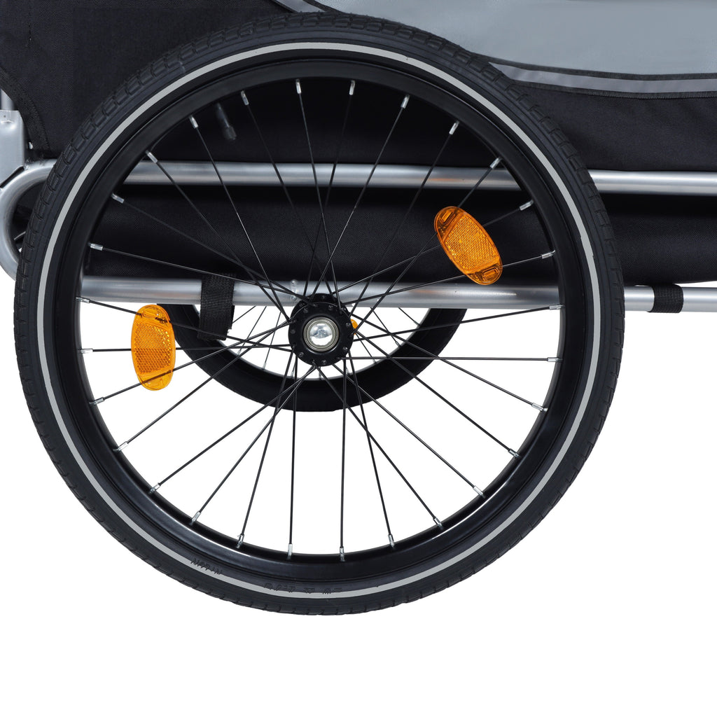 Large Folding Bike Trailer for Dogs with Mesh Ventilation - Gray