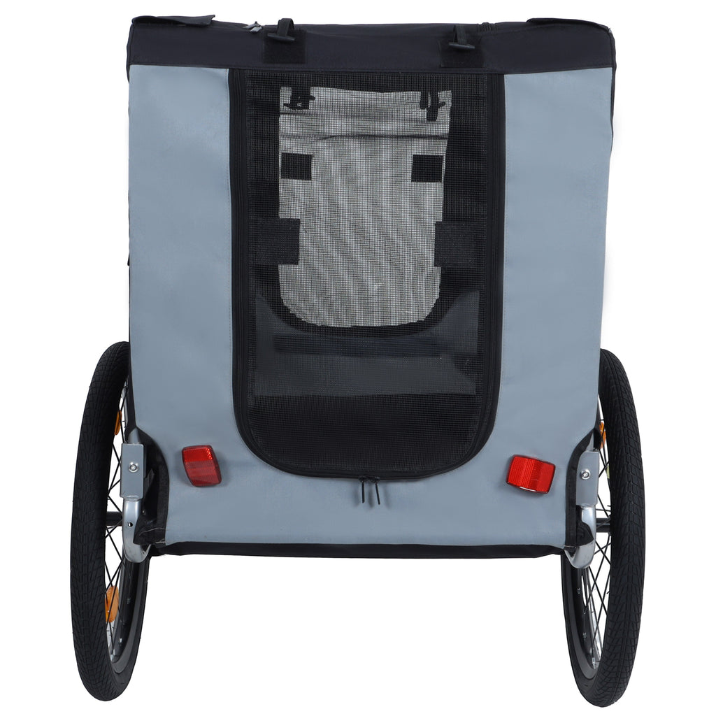 Large Folding Bike Trailer for Dogs with Mesh Ventilation - Gray