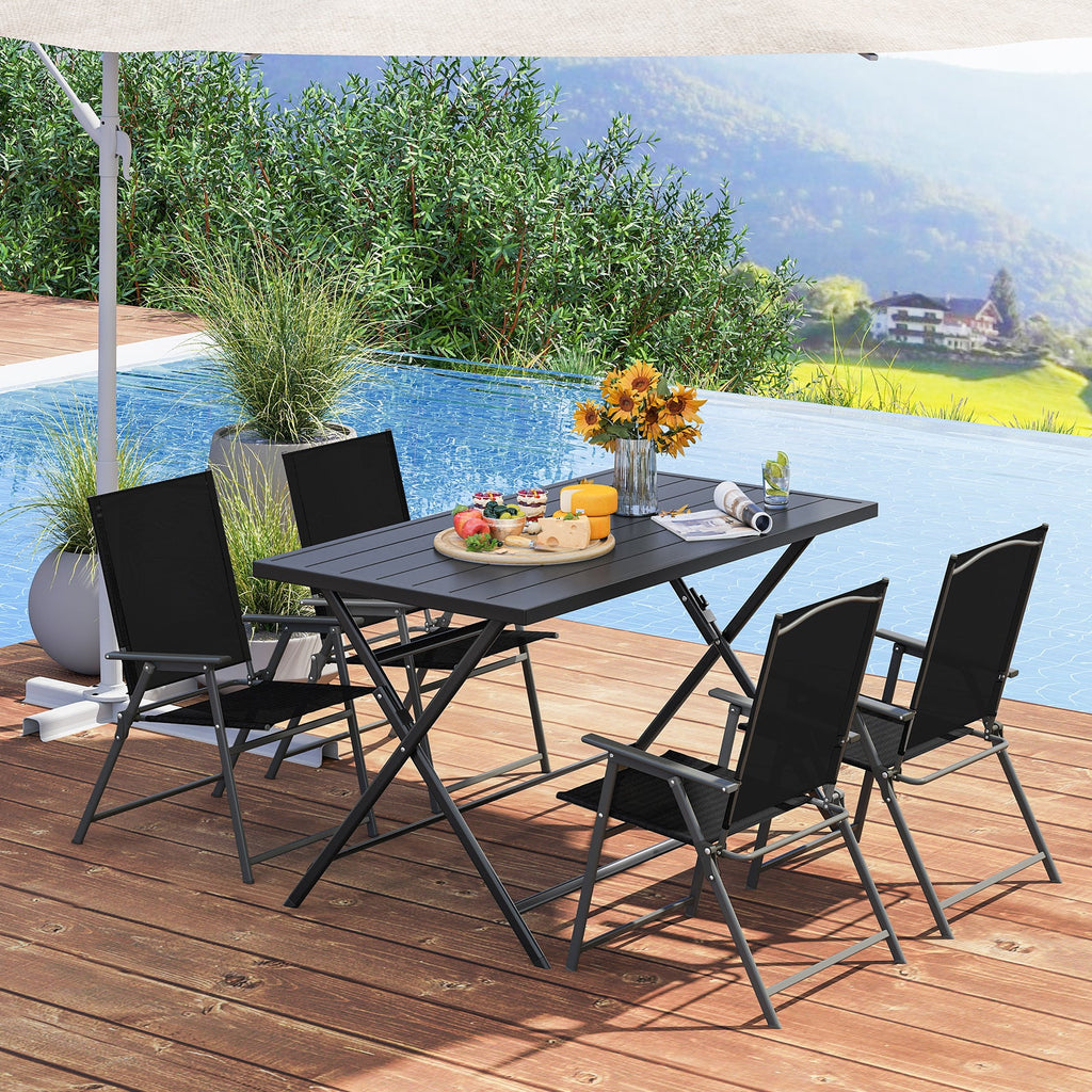 5-Piece Foldable Outdoor Dining Set for Backyard Garden Deck