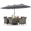 8-Piece Patio Dining Set with Double-Sided Market Umbrella