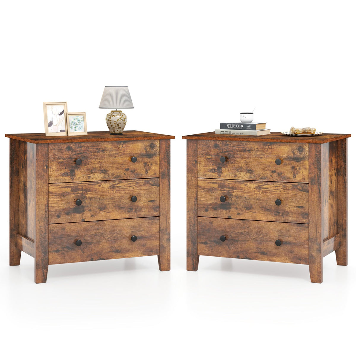 3-Drawer Dresser with Tapered Legs (2-Pack)
