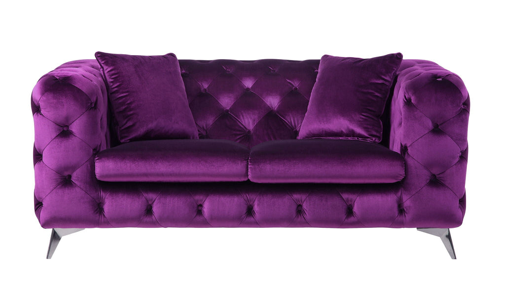 Atronia Luxurious Design Loveseat with Diamond Tufting - Blue or Purple