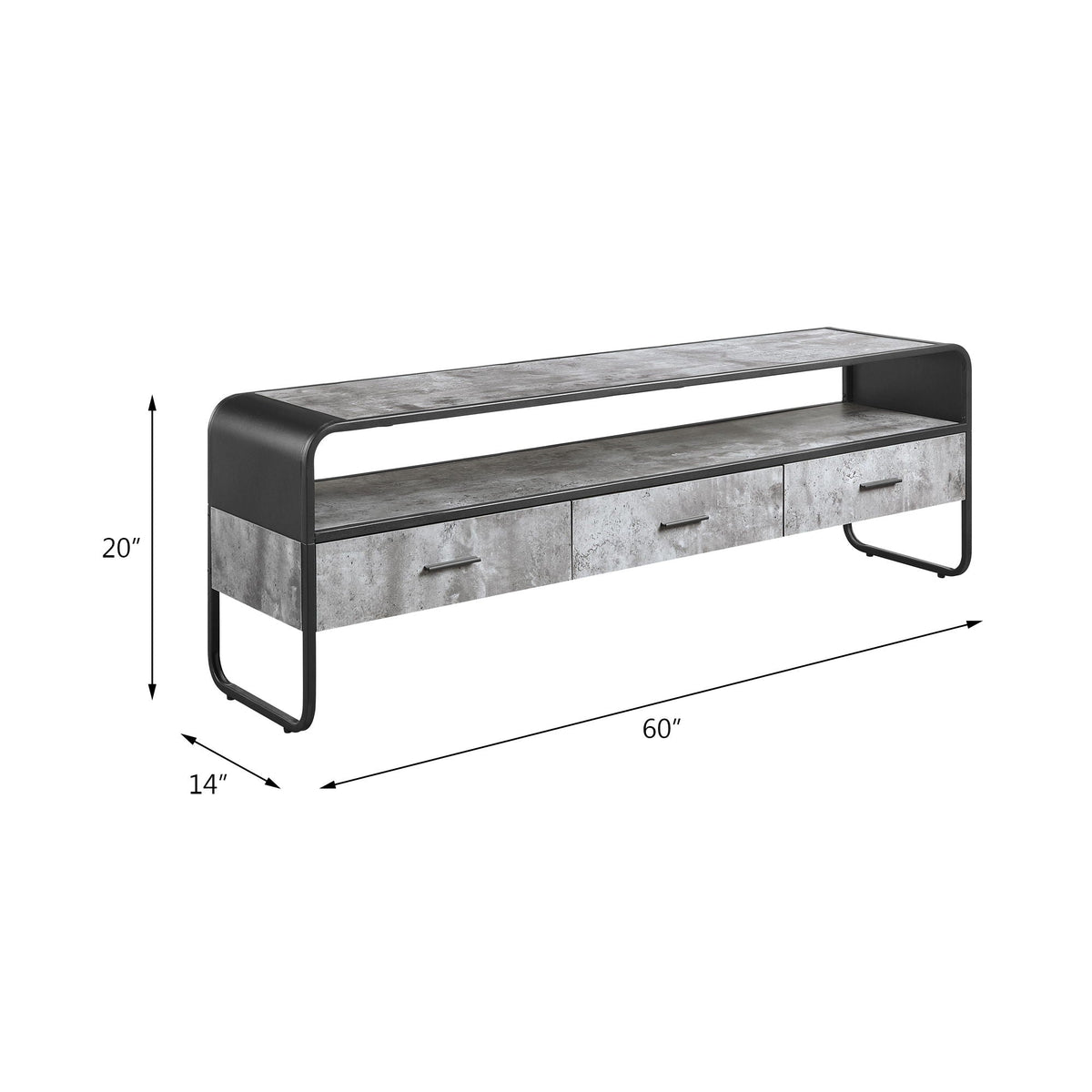 Black TV Stand with Storage Drawers - Raziela Collection