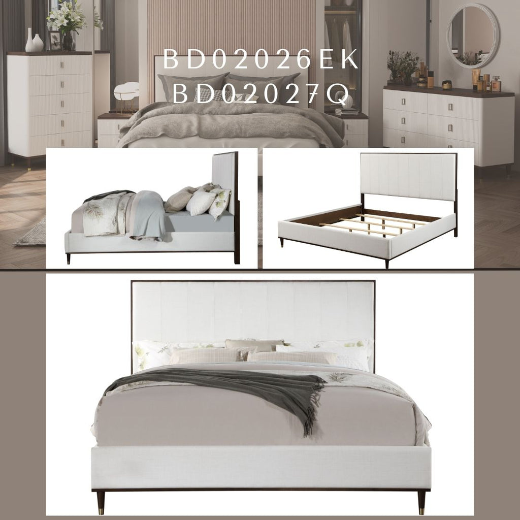 Carena Comfort Bed – Upholstered Bed with Wood Frame - Gray