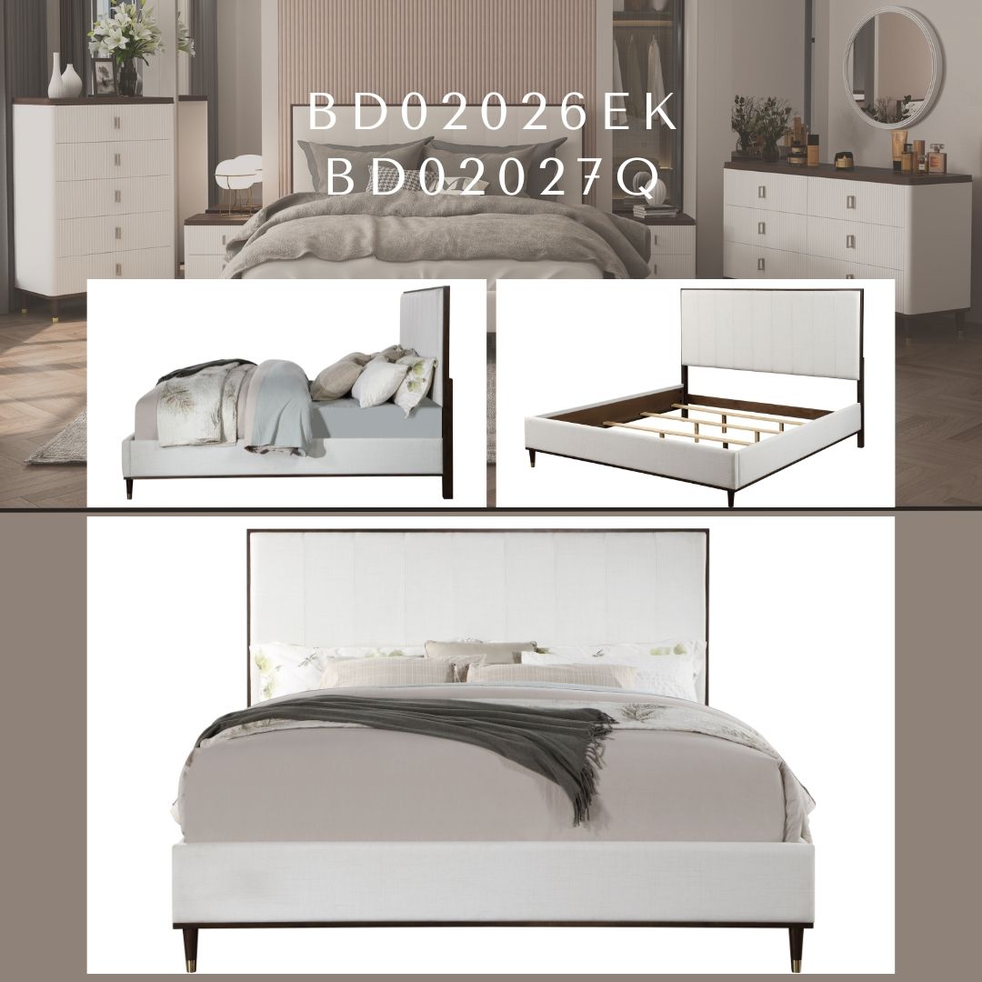 Carena Comfort Bed – Upholstered Bed with Wood Frame - Gray