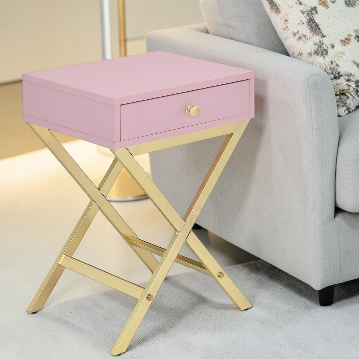 Coleen Elegant Design Accent Table with Drawer - Black, Pink or White