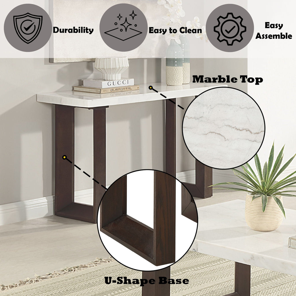 Edwyn Natural Marble Top End Table with Marble Top - White