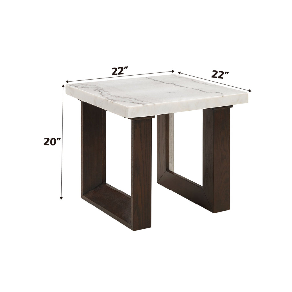 Edwyn Natural Marble Top End Table with Marble Top - White