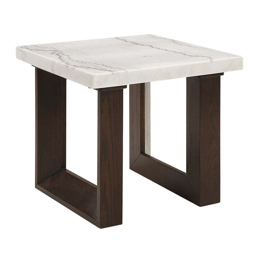Edwyn Natural Marble Top End Table with Marble Top - White