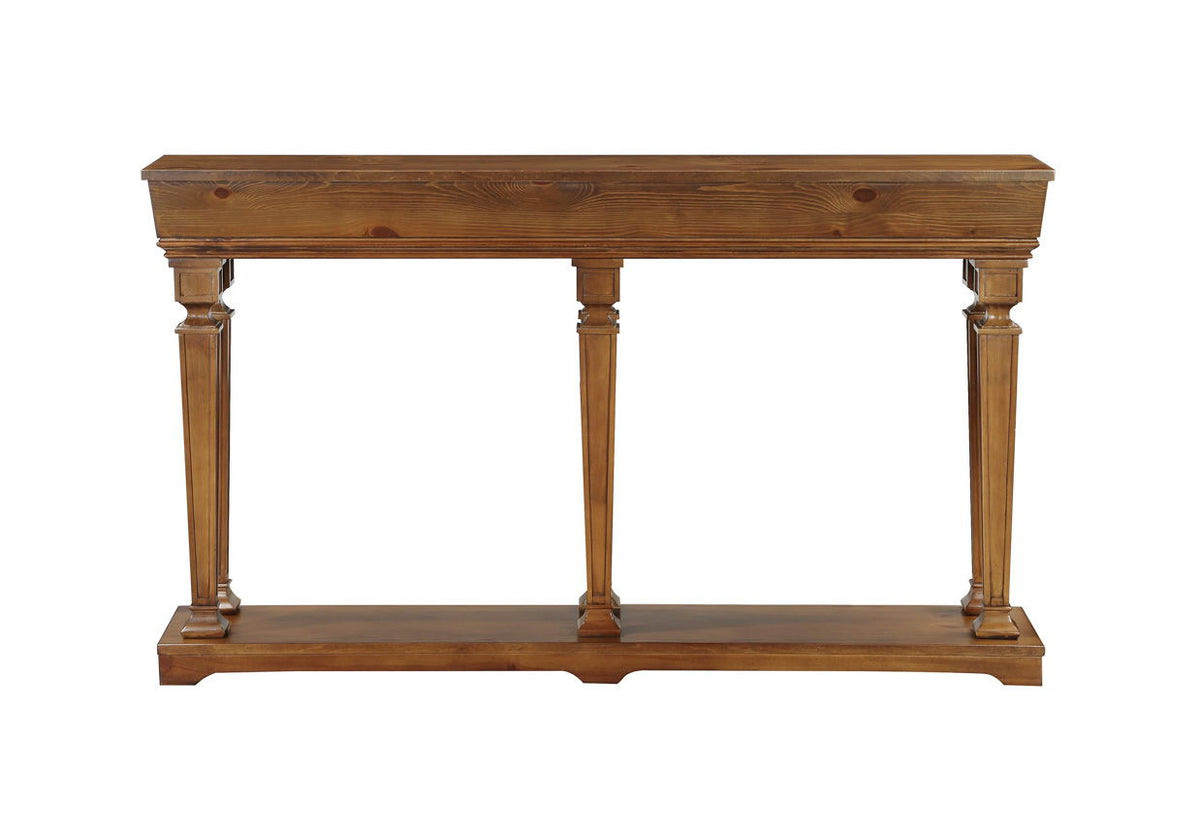 Garrison Wooden Console Table with Base Shelf - Light Brown
