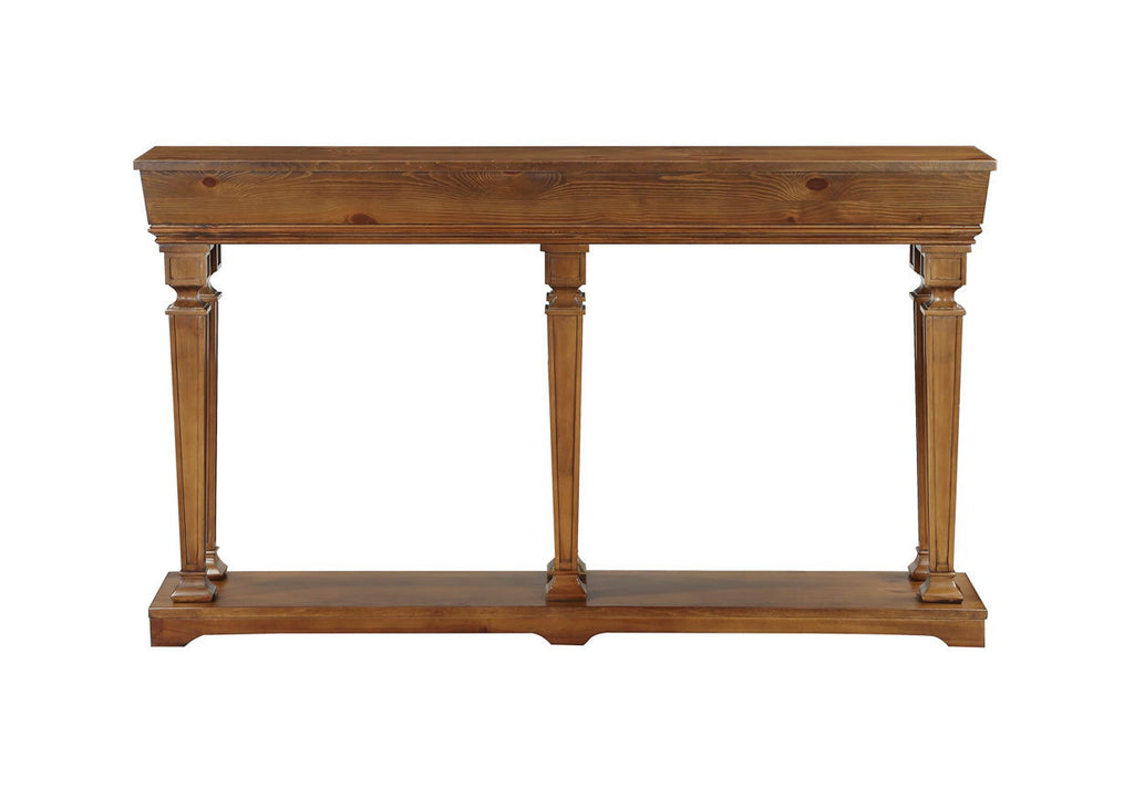 Garrison Wooden Console Table with Base Shelf - Light Brown