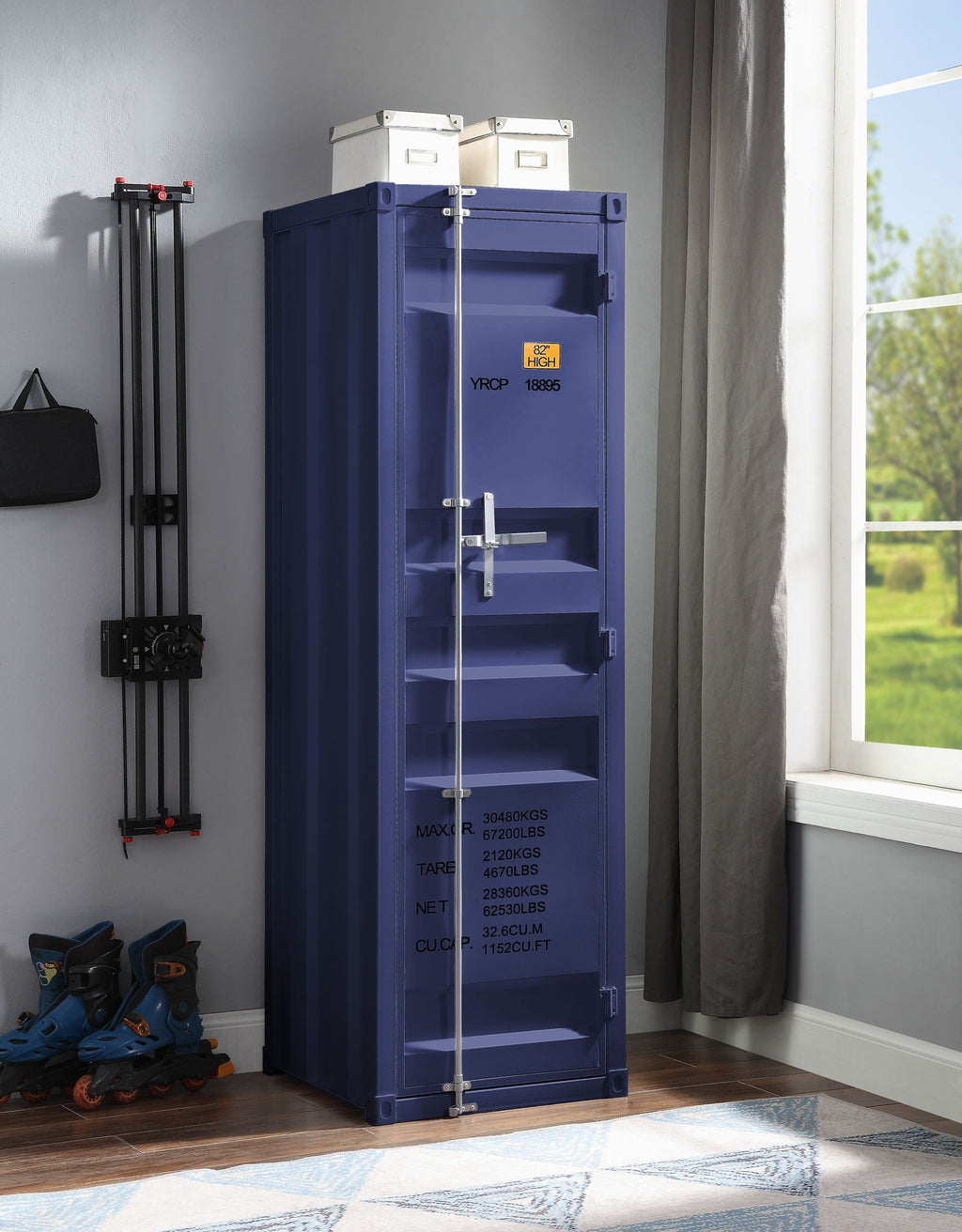 Metal Cargo Wardrobe with Industrial Lock - Blue, Red, or White