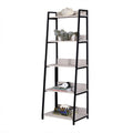 Natural & Black Ladder Bookshelf with 5 Fixed Shelves - 24" Wide