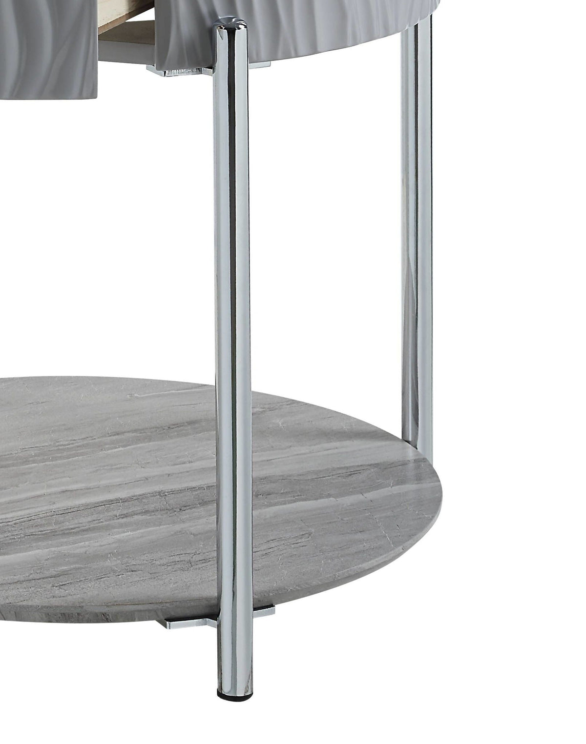 Yukino High Gloss Sofa Table with Sleek Metal Legs - Gray