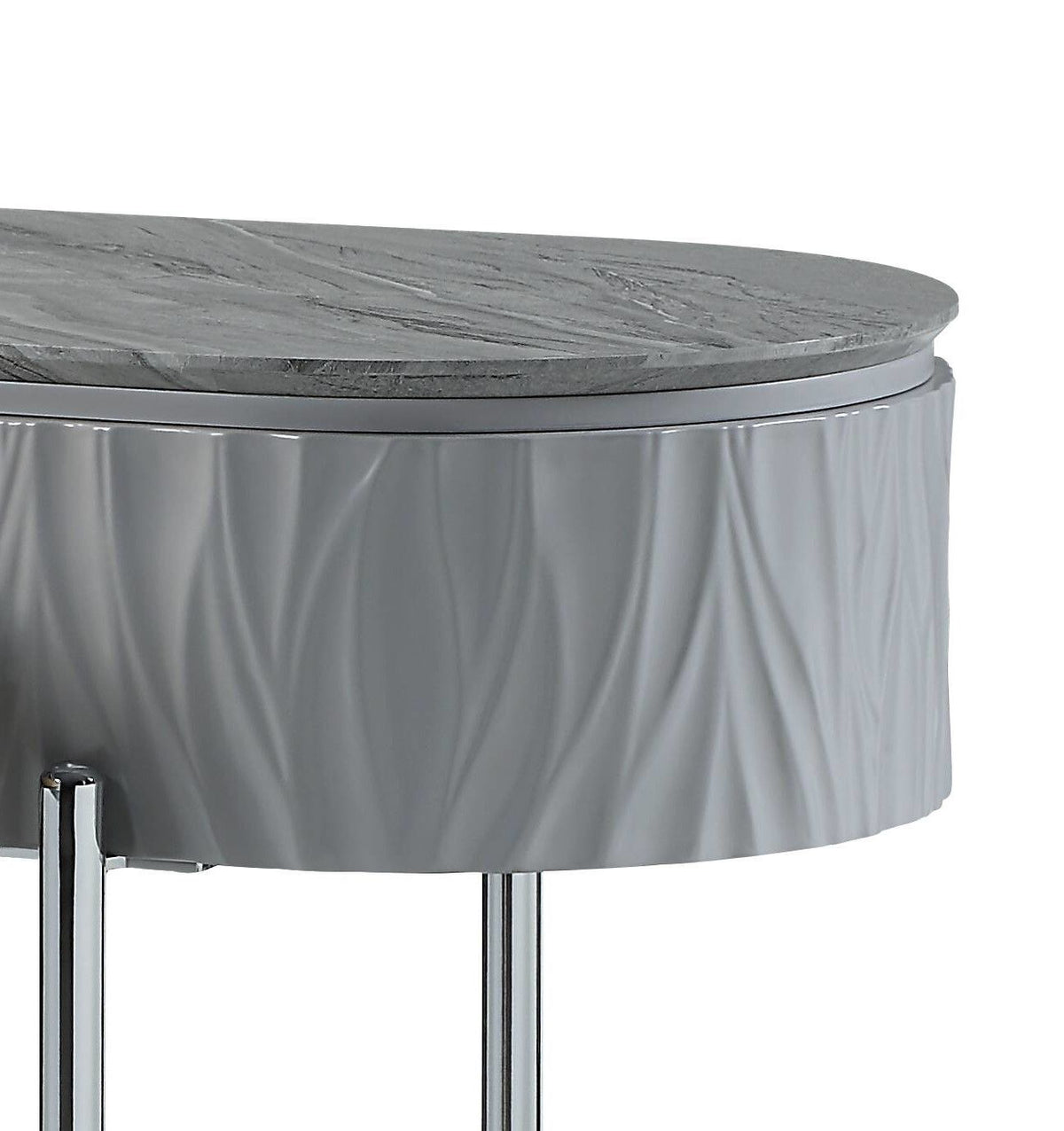 Yukino High Gloss Sofa Table with Sleek Metal Legs - Gray