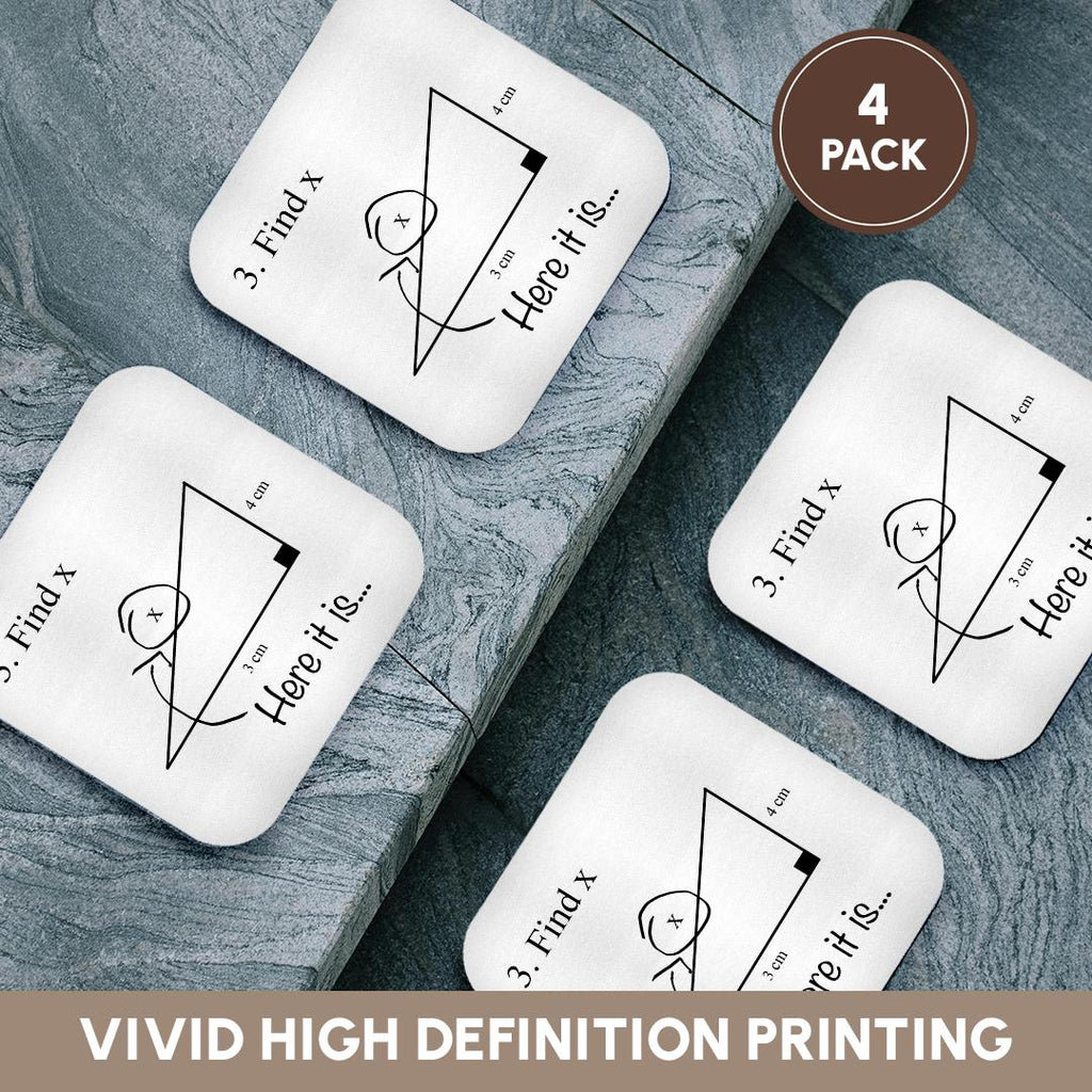 3dRose EvaDane - Funny Cartoons - Find x here it is - Coasters (cst_107310)